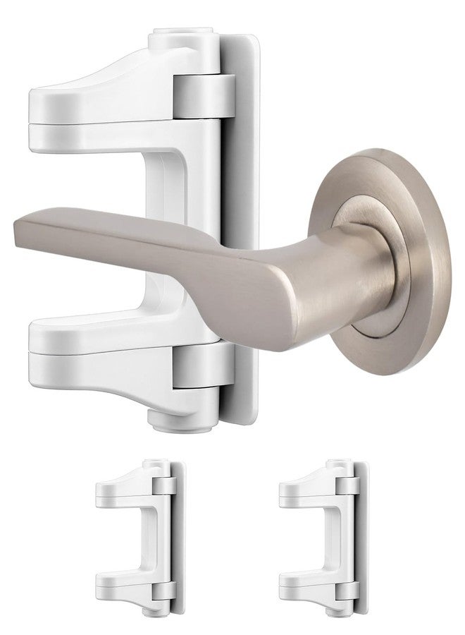 XLIUAX 2 Pack Child Proof Door Lock, Door Handle Baby Proof Doors Locks for Kids Safety Child Doors Knob Covers Lever Lock with Adhesive Backing Prevents Toddlers from Opening White - Image 1